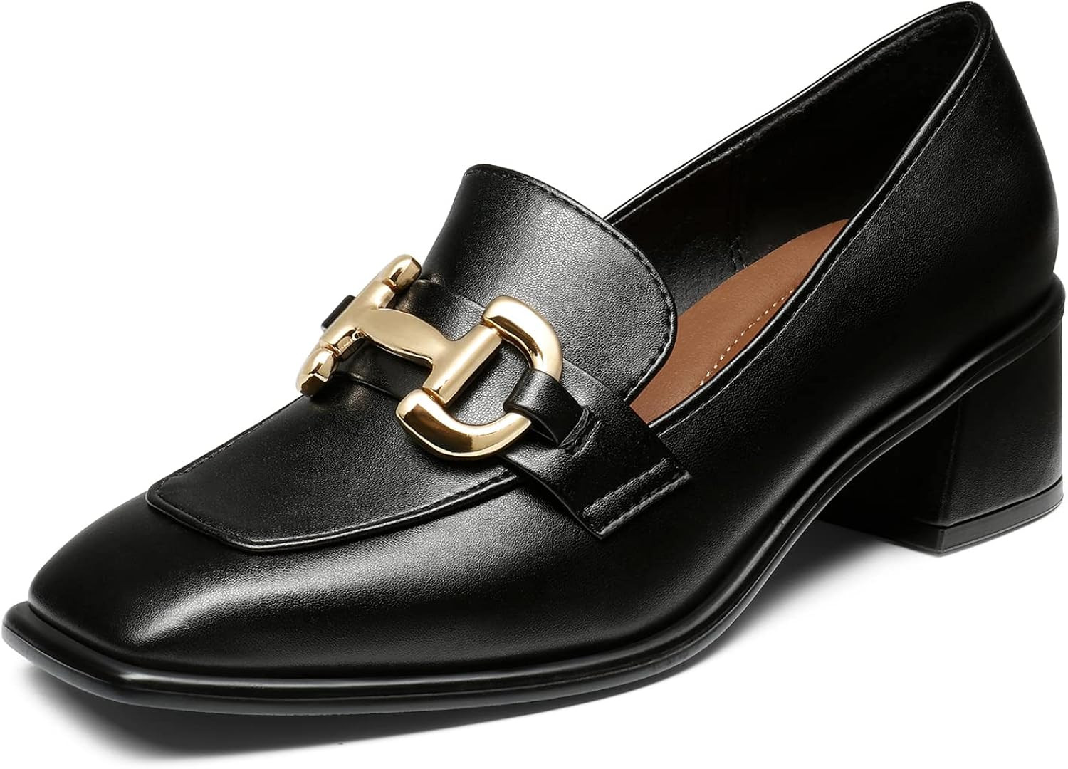 DREAM PAIRS Loafers with Heels for Women Leather Chunky Loafer Shoes Penny Casual Fashion Shoes | Amazon (US)