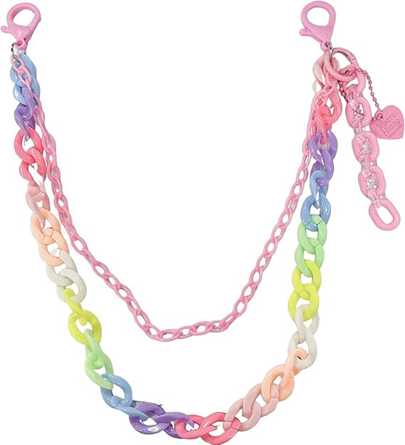 Y2k Heart Pendant Rainbow Acrylic Pants Trousers Chain for Women Chunky Colorful Resin Removable ... | Amazon (US)