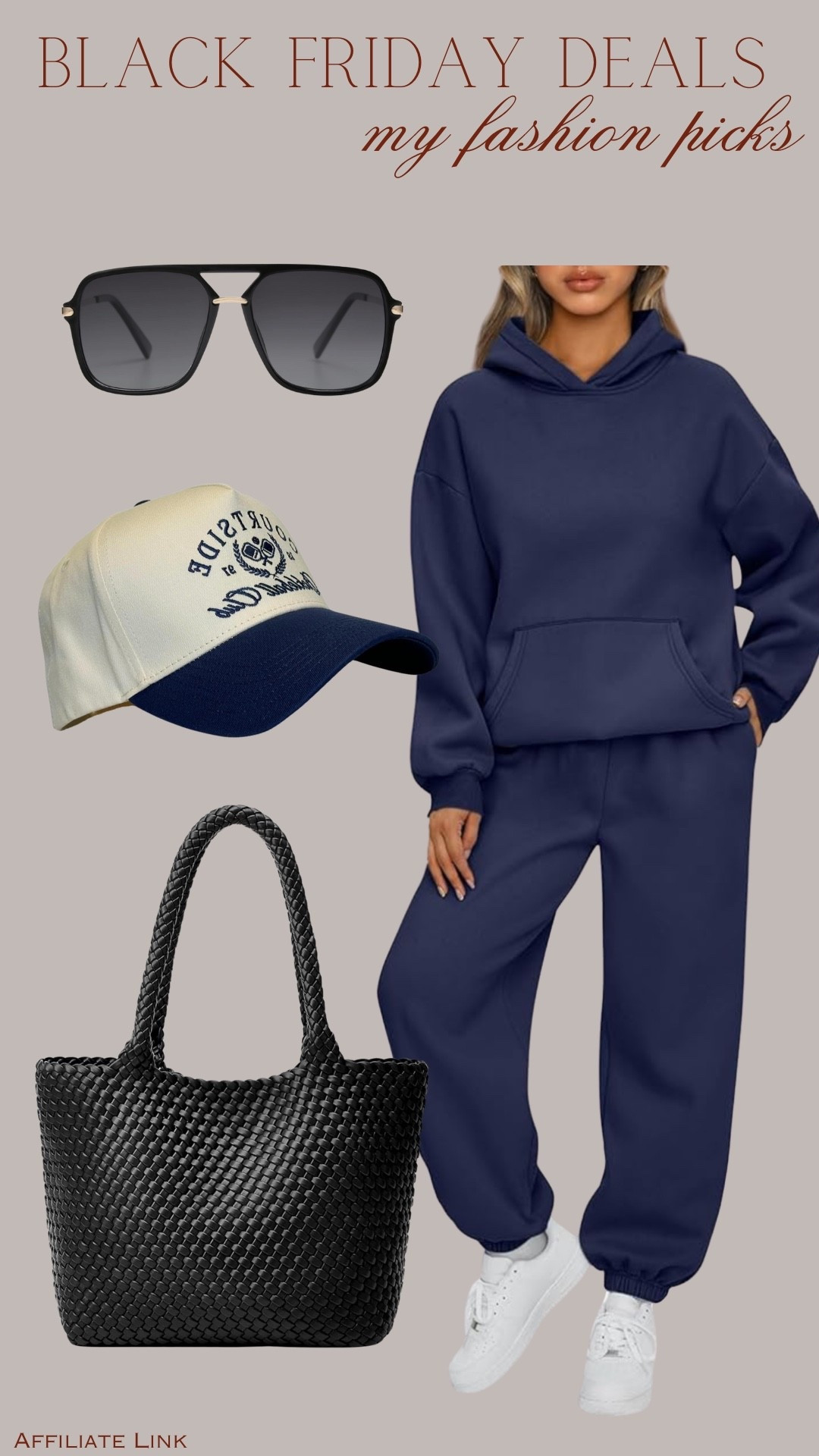 Black Friday Deals - My picks! 🖤

Mom style, matching set, hoodie, joggers, navy outfit, outfit Inspo, loungewear, Thanksgiving outfit, trucker hat, woven bag, sunglasses 


#amazon #blackfridaydeals 



#LTKCyberWeek