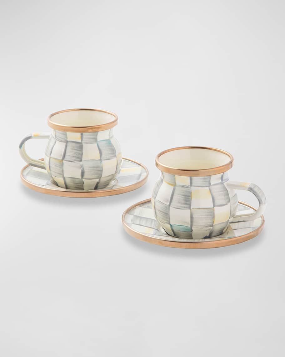 MacKenzie-Childs Sterling Check Espresso Cup Saucer Set | Neiman Marcus