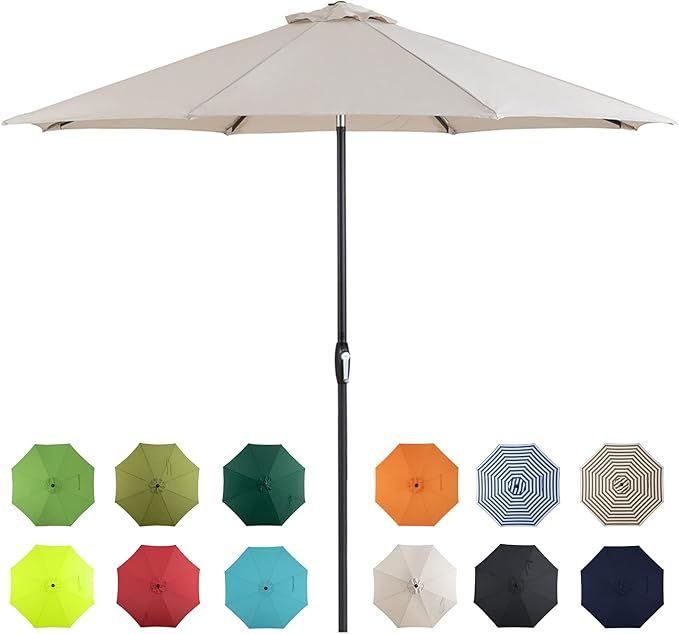 Tempera 9' Outdoor Market Patio Table Umbrella with Auto Tilt and Crank,Large Sun Umbrella with S... | Amazon (US)