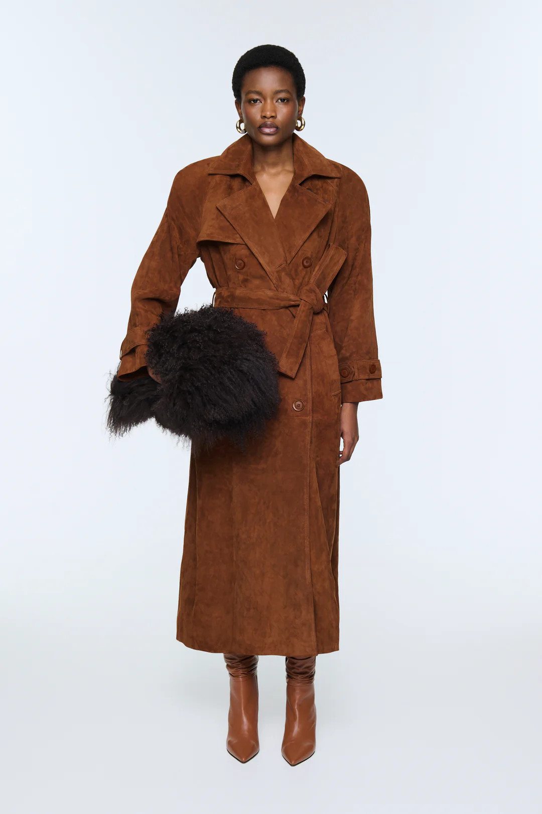 Corrin Suede Trench Coat | DUCIE