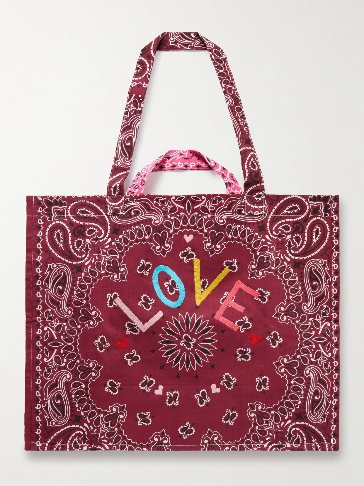 CALL IT BY YOUR NAME - Maxi Cabas Embroidered Reversible Paisley-print Cotton-poplin Tote - Pink | NET-A-PORTER (US)