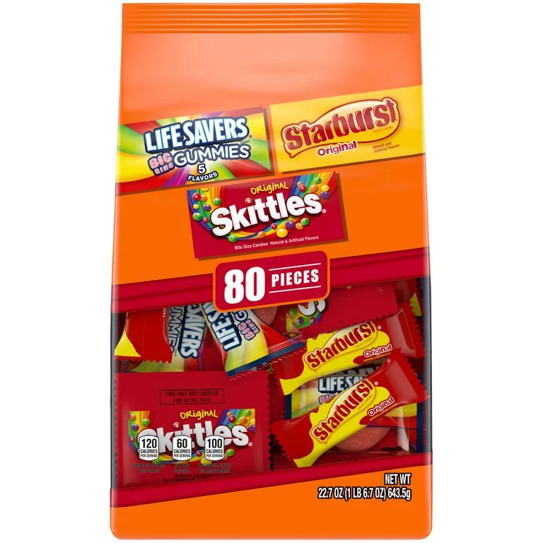 Mars Mixed Skittles, Starburst & Life Savers Chewy Candy Variety Pack - 80 Ct Bag | Walmart (US)