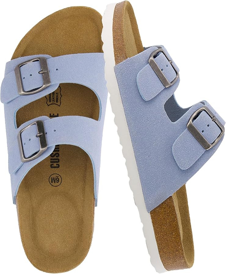 CUSHIONAIRE Lane Cork Footbed Sandals for Women – Comfortable Double Buckle Slip-On with Genuin... | Amazon (US)