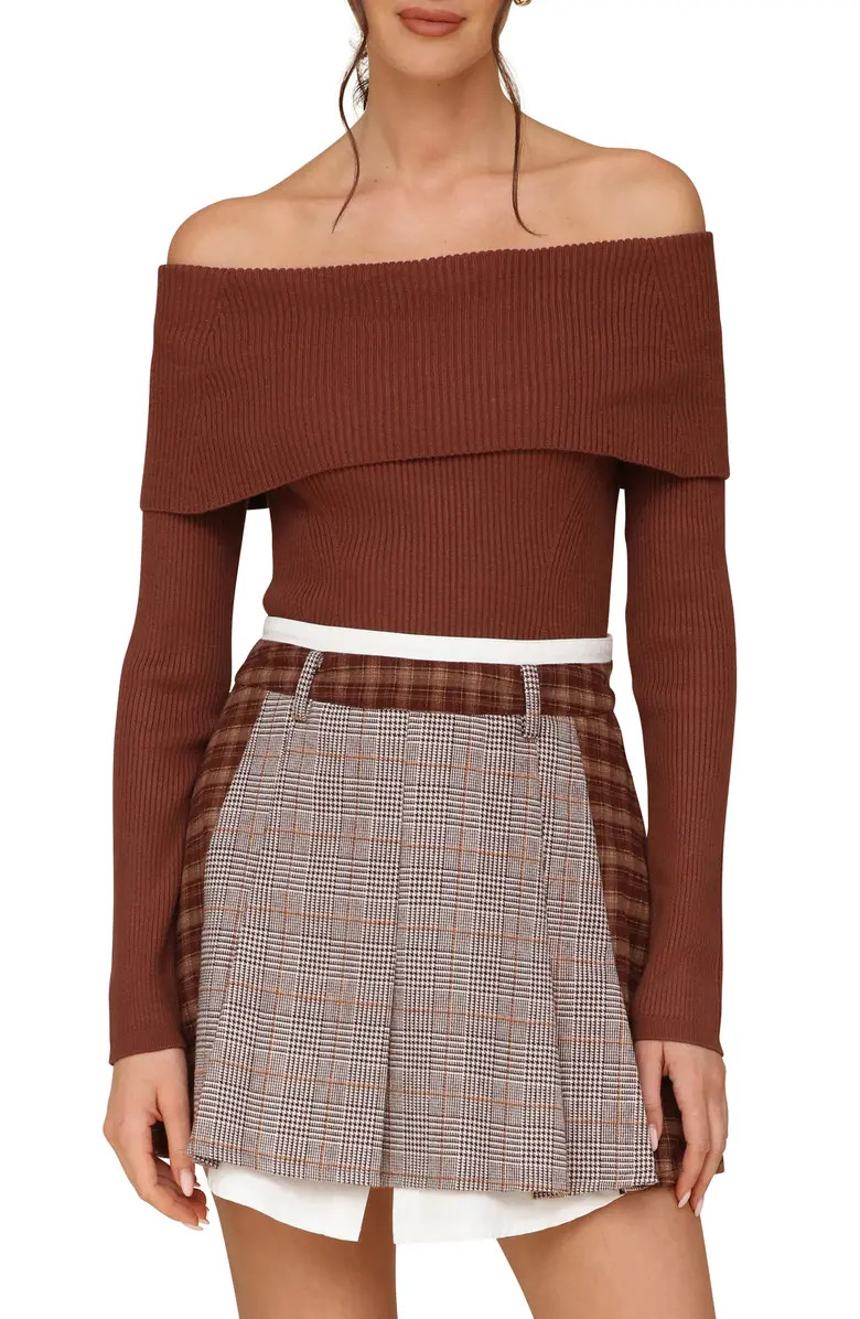 Avec Les Filles Rib Foldover Off the Shoulder Sweater Bodysuit | Nordstrom | Nordstrom