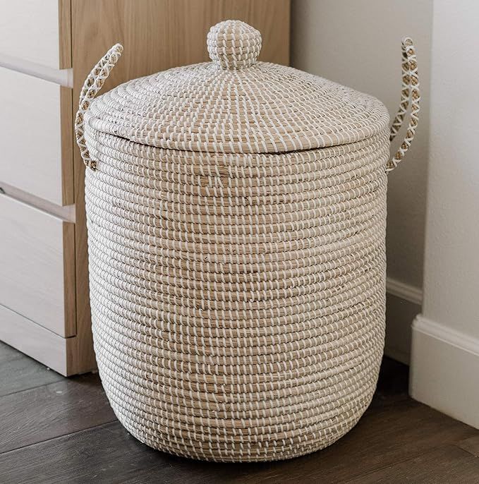 Jolie Market Paris Wicker Laundry Hamper - Bohemian Seagrass Laundry Hamper Basket- Storage Bin, ... | Amazon (US)