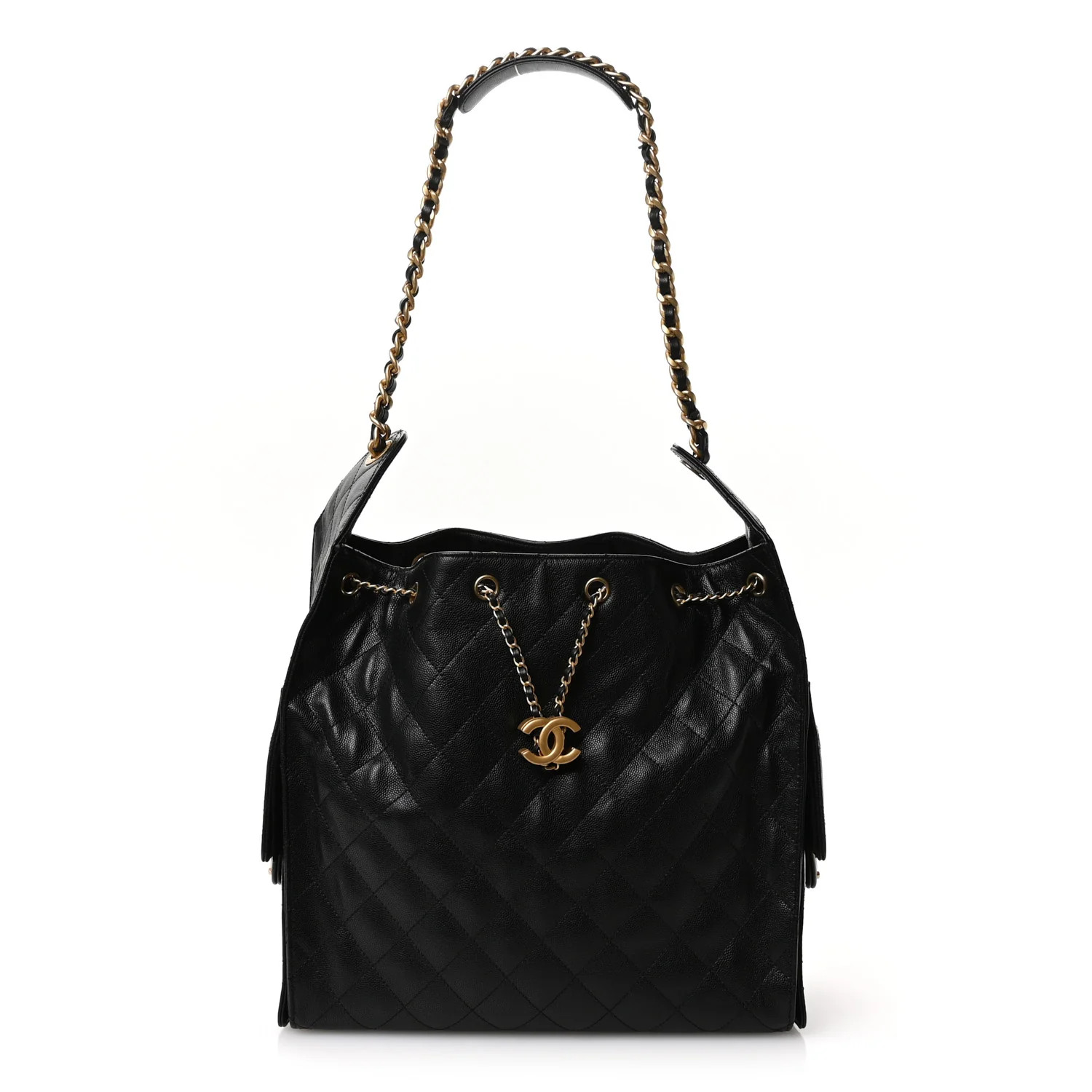 Caviar Quilted Medium Chanel 25 Handbag Black | FASHIONPHILE (US)
