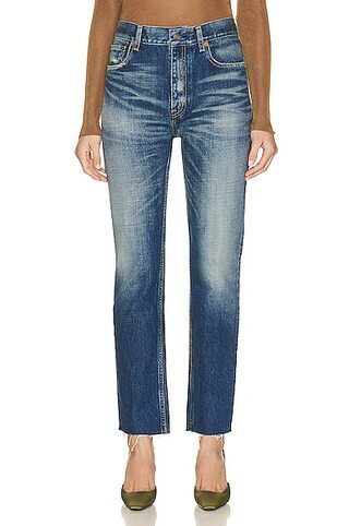 Saint Laurent Hailey Jeans in Denim-Medium | FWRD 