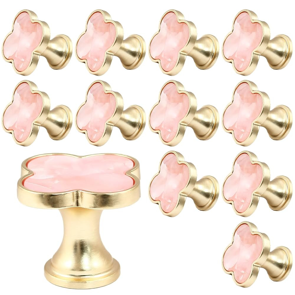 12 Pack Cabinet Knobs, Clover Decorative Drawer Knobs, Brushed Gold Kitchen Cabinet Pulls, Vanity... | Amazon (US)