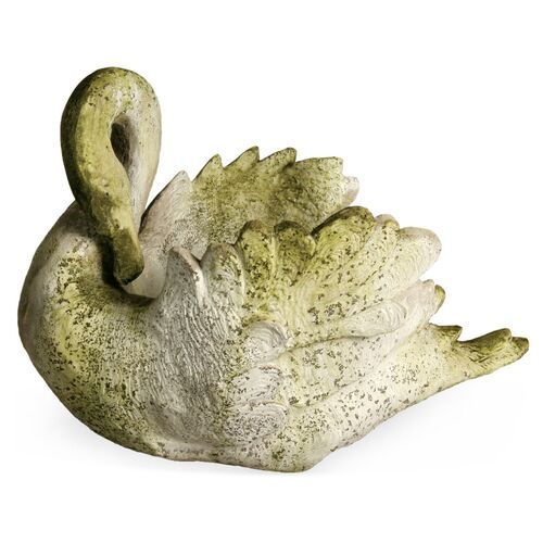 22" Swan Planter, White Moss | One Kings Lane