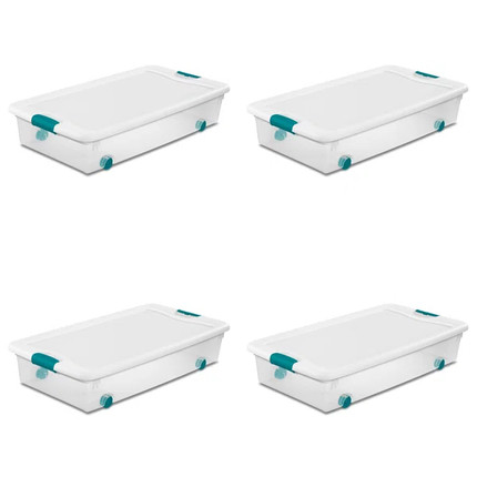 Click for more info about Wheeled Latching Plastic Underbed Storage Set (Set of 4)