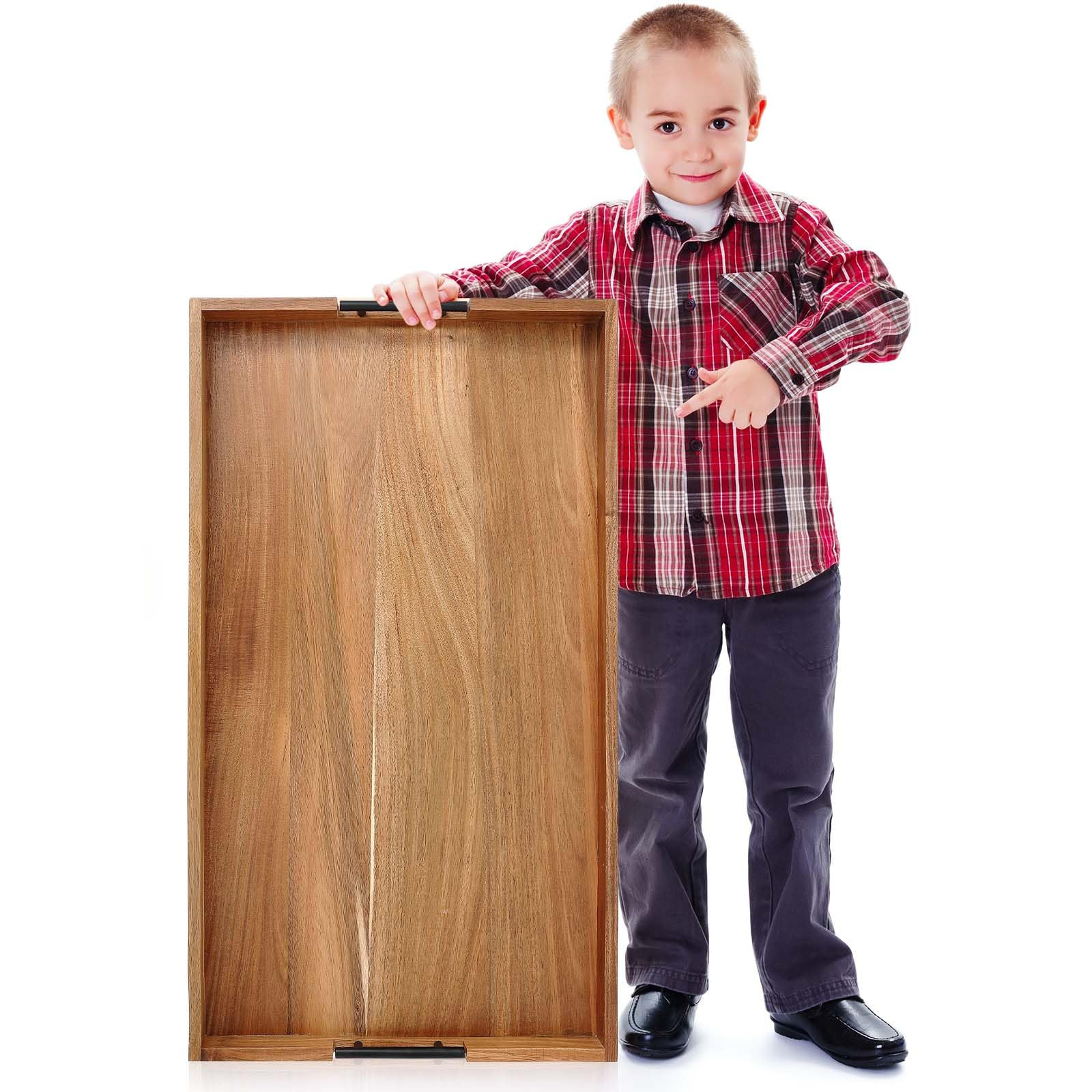 32 x 18 Inch Wood Serving Tray Extra Large Ottoman Tray with Handle Oversized Rectangle Extra Lon... | Amazon (US)