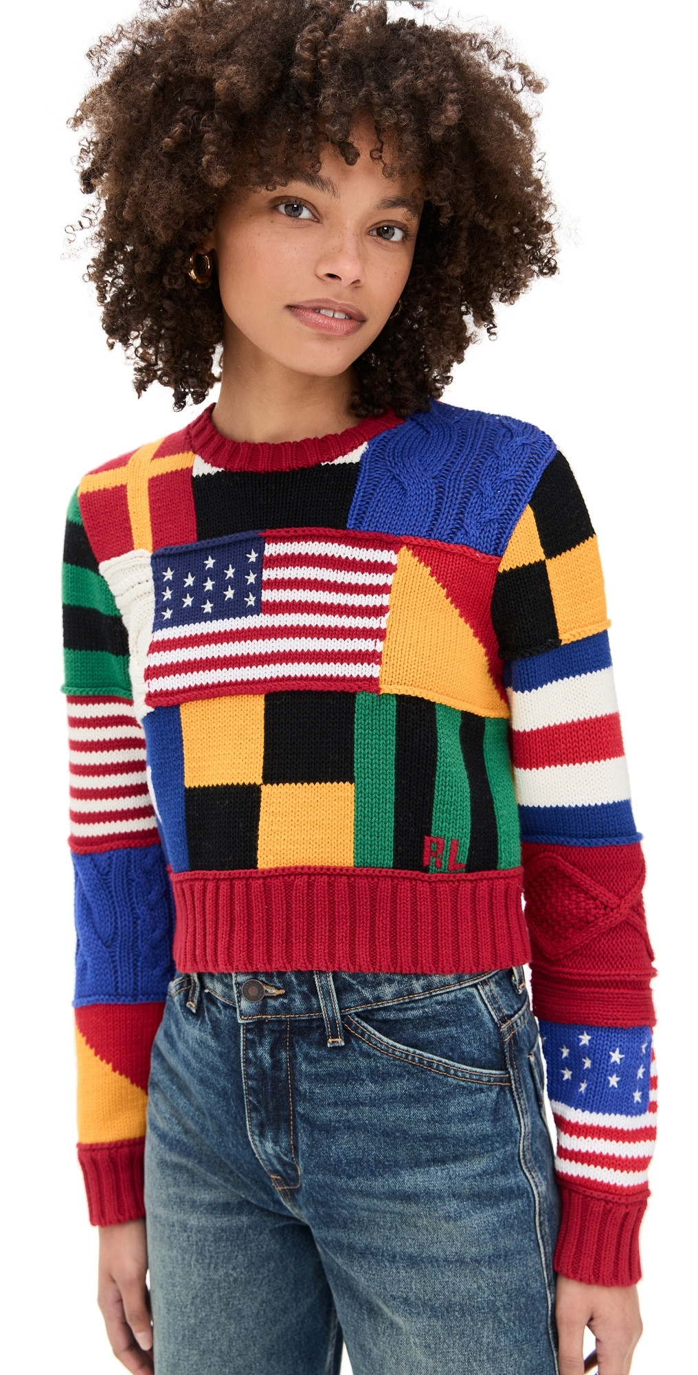 Polo Ralph Lauren Cotton Flag Pullover Sweater Red Multi S | Shopbop