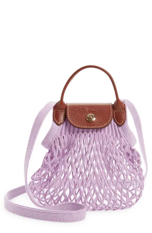 Longchamp Le Pliage Extra Small Filet Knit Shoulder Bag in Lilac at Nordstrom | Nordstrom