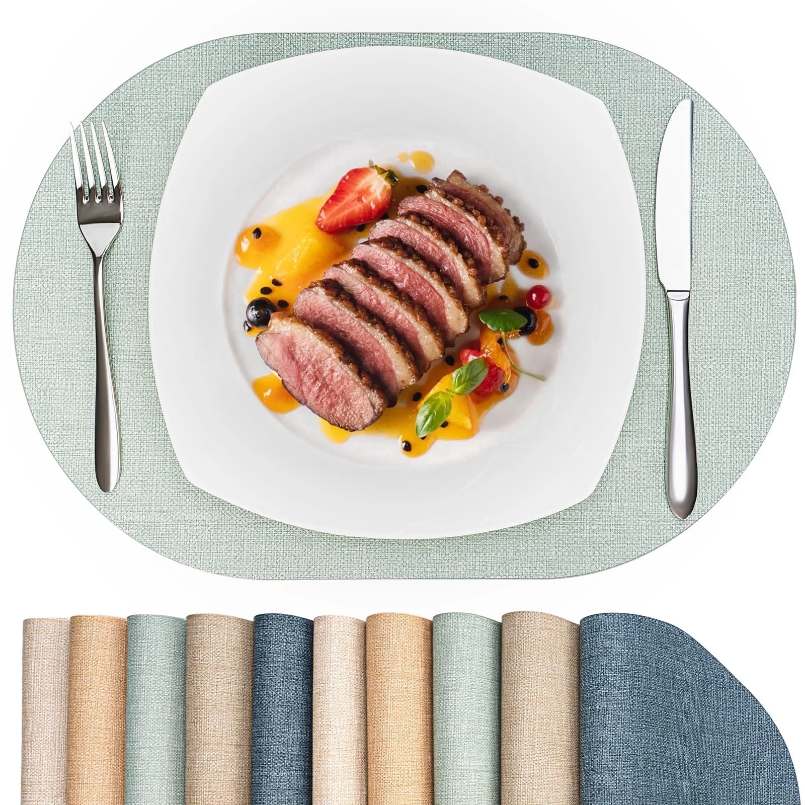PROMATTOO Round Placemats Set of 6,Faux Leather Heat Resistant Non Slip Table Mats,Taupe | Walmart (US)