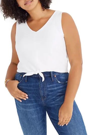 Women's Madewell Texture & Thread Tie-Front Tank Top, Size XX-Small - Grey | Nordstrom