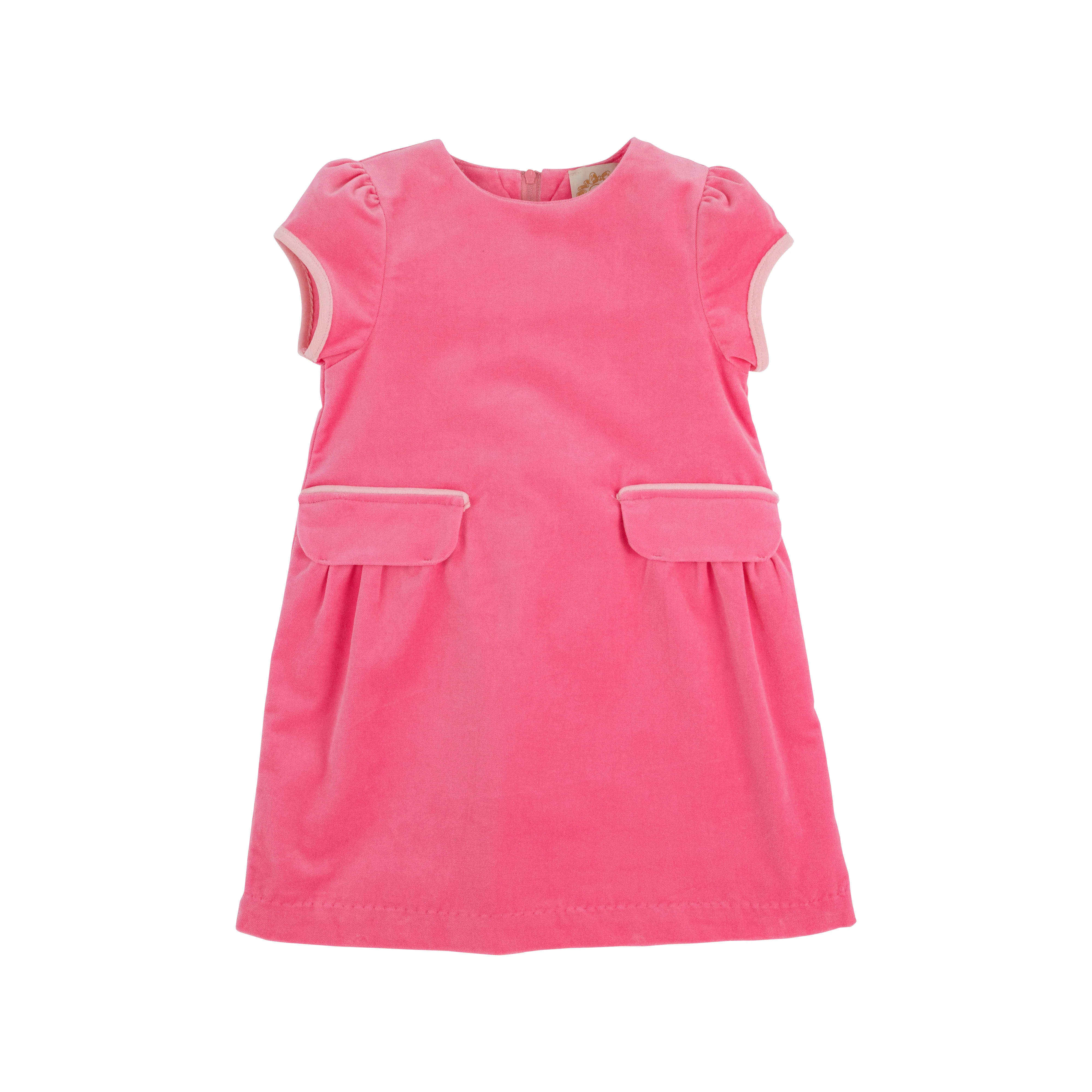 Betts Bow Dress (Velveteen) - Romany Rose with Sandpearl Pink | The Beaufort Bonnet Company