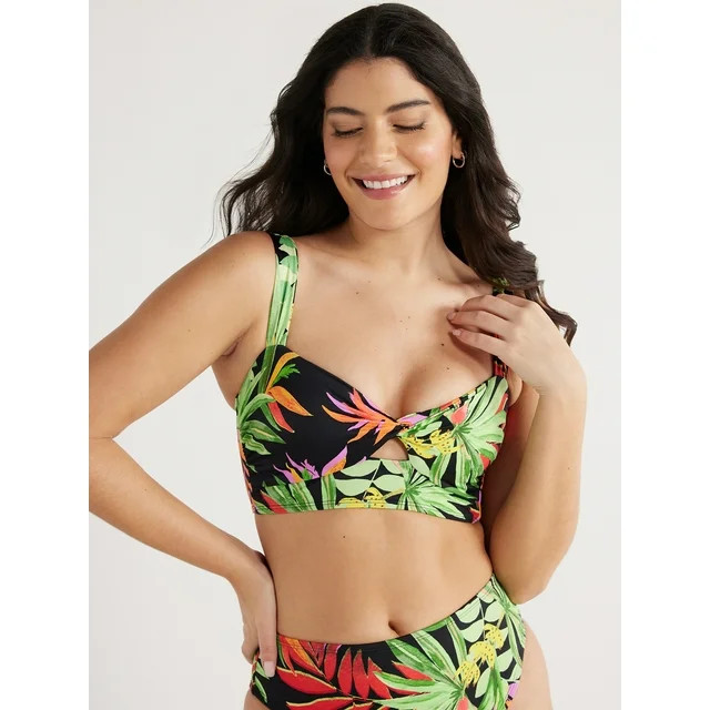 Sofia by Sofia Vergara Women's Twist Longline Bikini Top, Sizes XS-XL | Walmart (US)