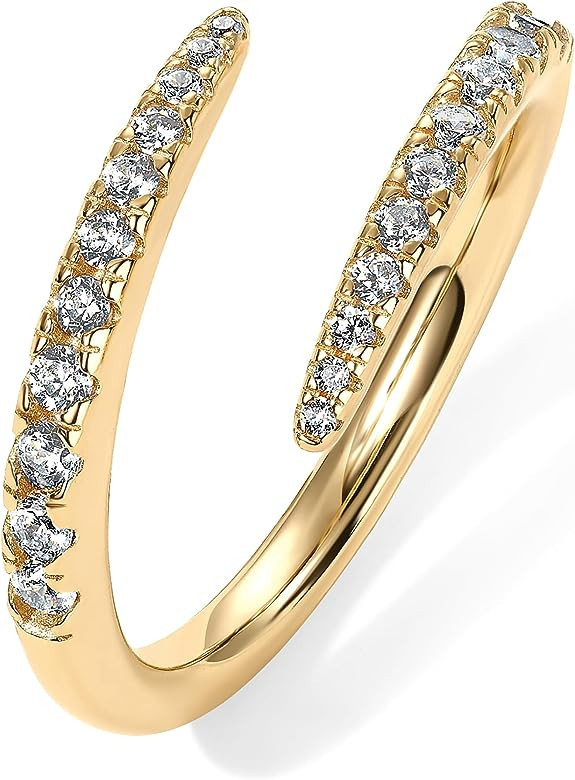 PAVOI 14K Gold Plated Cubic Zirconia Open Twist Eternity Band for Women | Amazon (US)