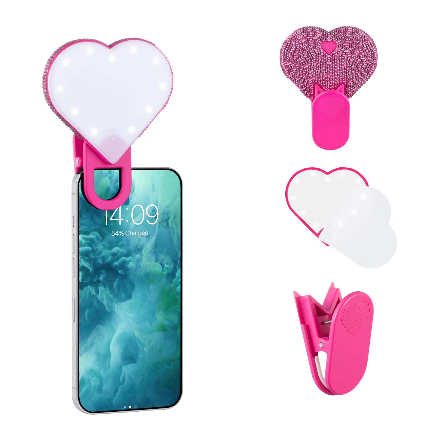 Riki Sweetheart Clip-On LED Makeup Mirror and Selfie Light, Rechargeable with Long-Lasting Batter... | Amazon (US)