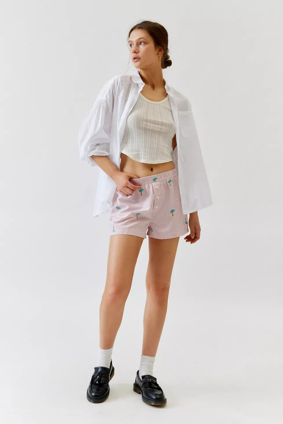 Urban Renewal Remnants Embroidered Boxer Short | Urban Outfitters (US and RoW)
