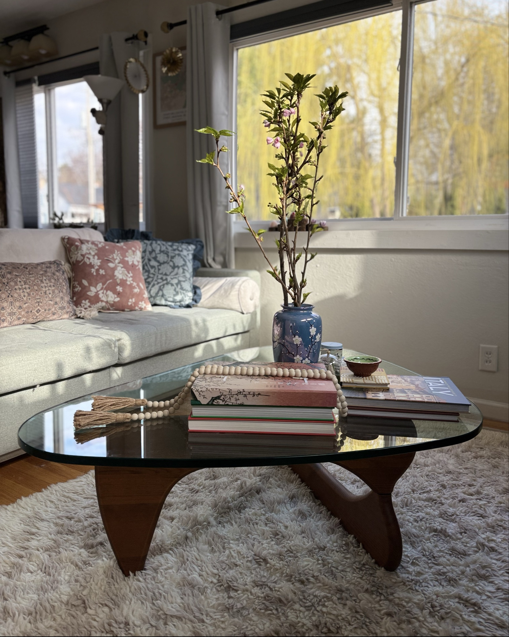 Spring views from my house! Spring is my favorite season and I can’t wait to see everything blossom! I love this Noguchi style coffee table from Wayfair and the floral pillows! The give me such Spring vibes! #homedecor #livingroom 

#LTKFamily #LTKSeasonal #LTKHome