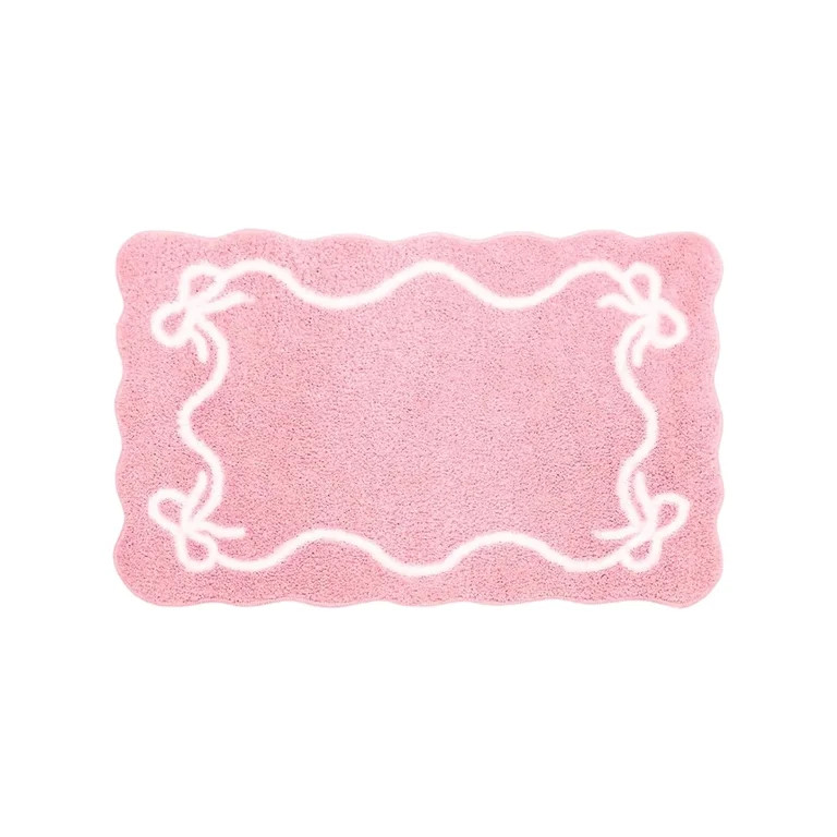 Valentine's Day Bow Fluffy Rug, Pink Non-Slip Plush Bedroom Carpet, Romantic Home Decor Door Mat ... | Walmart (US)