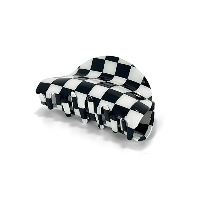 Two Oh One Checkered Hair Clip Claw Acrylic Strong Hold Women's Accessory for all Hair Type, Blac... | Amazon (US)