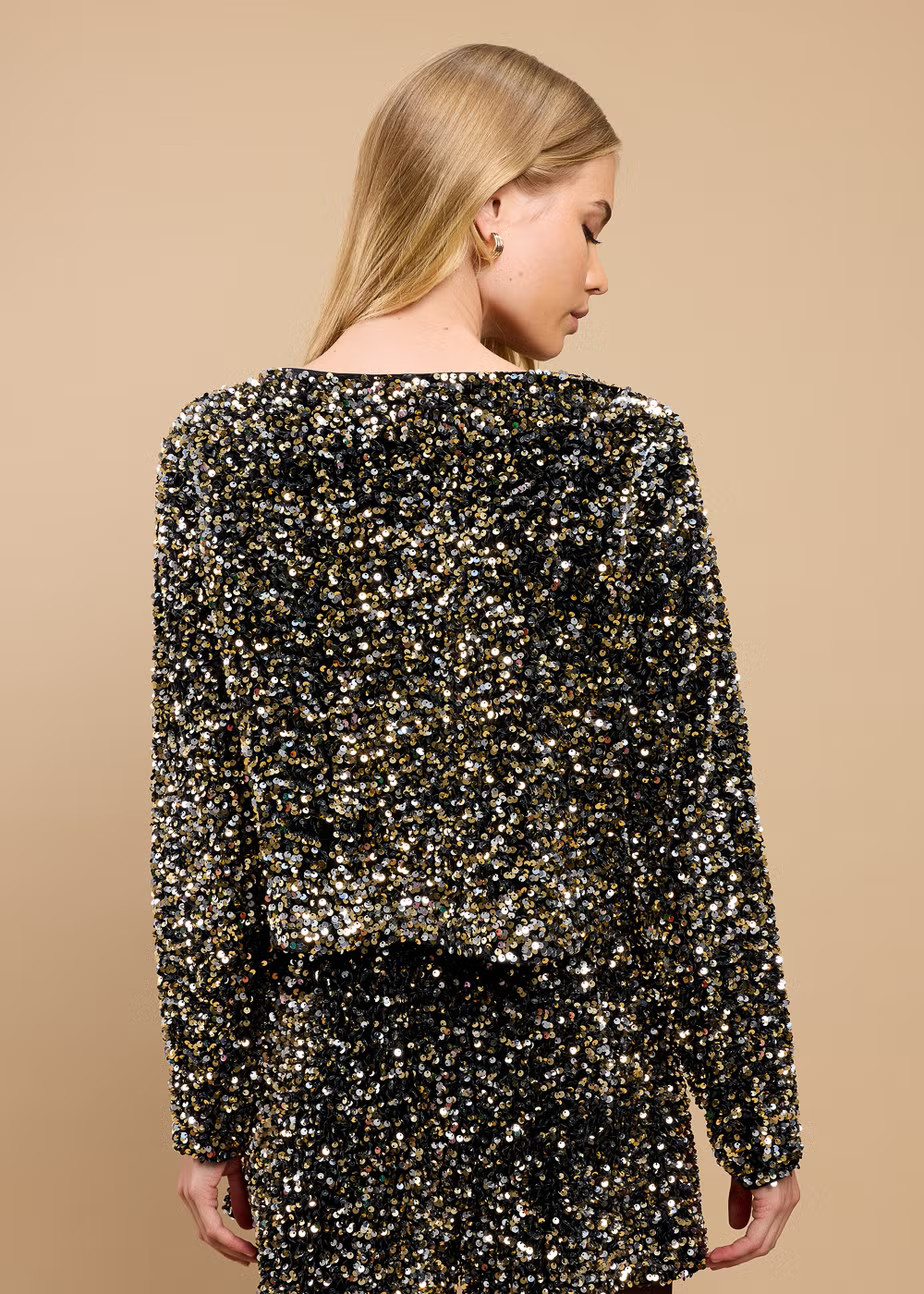 Little Mistress Gold Sequin Bolero Bow Top by Vicky Pattison | Matalan (UK)