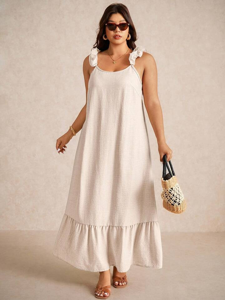 Elaquor Plus Size Casual Floral Lace Strap Loose A-Line Dress,Holiday Outfits For Women | SHEIN