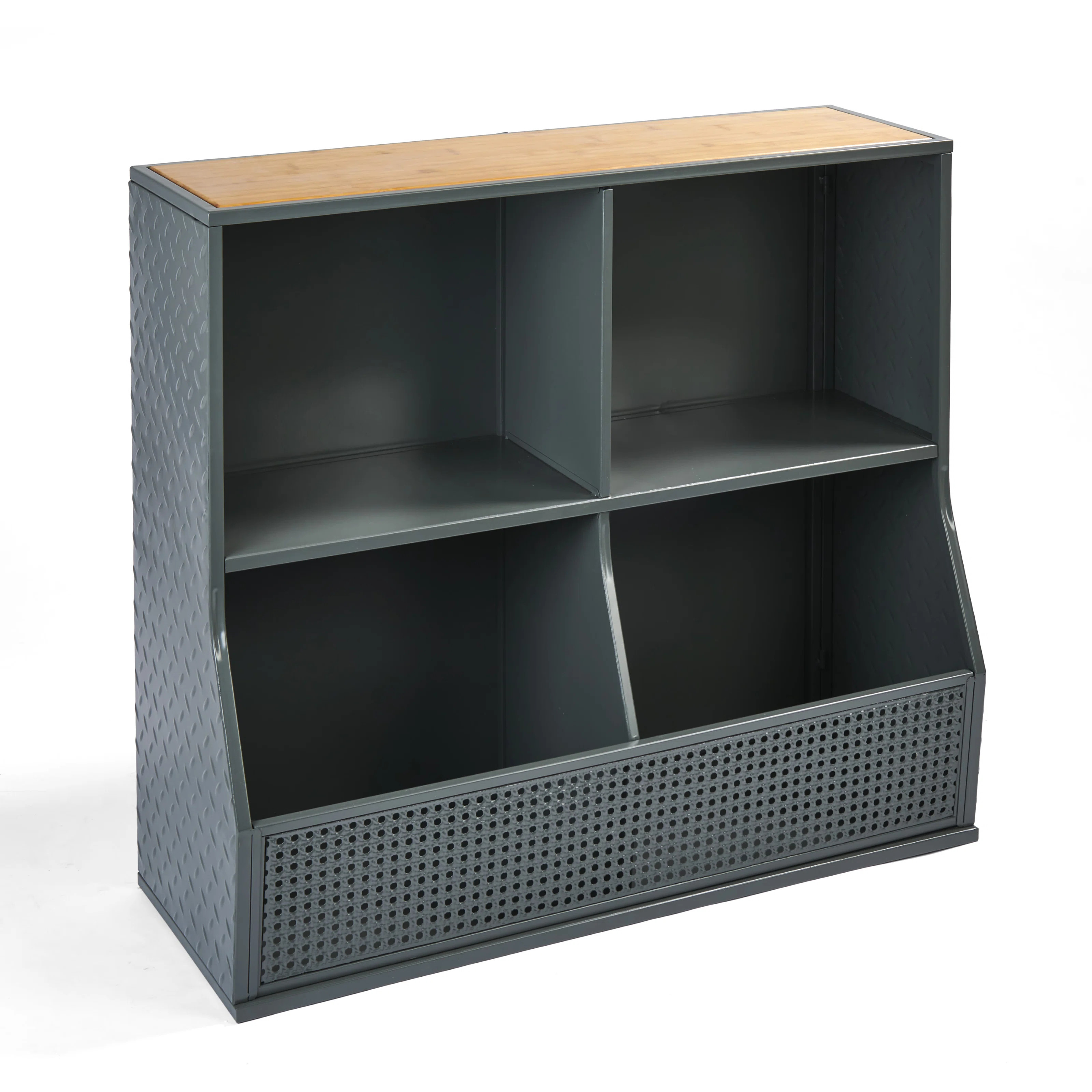 Isabelle & Max™ Metal And Bamboo Multi-Bin Storage Cubby - Charcoal/Natural | Wayfair | Wayfair North America