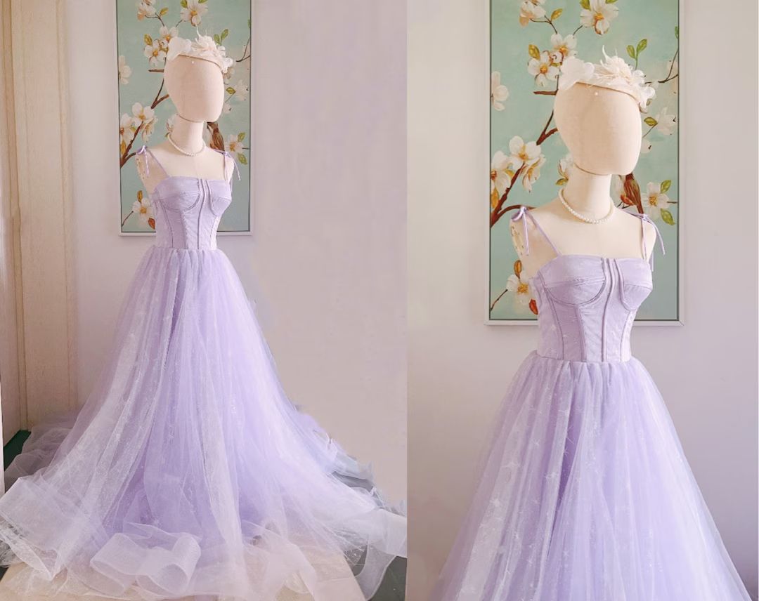 Purple Starry Tulle Long Prom Dresses,lilac Sparkly Long Prom Dresses,long Lavender Prom Dresses ... | Etsy (US)