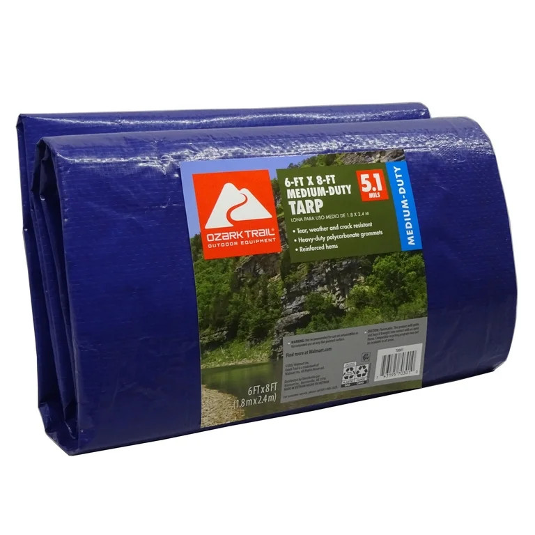 Ozark Trail Medium-Duty Tarp, 6 x 8 FT, Material PE - Walmart.com | Walmart (US)