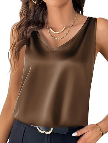 Zeagoo Women 2025 Silk Satin Tank Tops Dressy V Neck Camisole Blouse Casual Sleeveless Cami Summe... | Amazon (US)