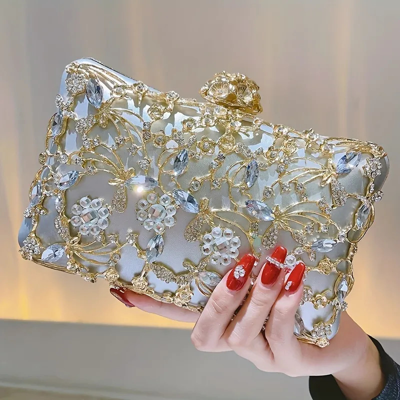 Hollow Rhinestone Evening Bag, Elegant Box Clutch Purse, Women's Handbags For Party Prom Wedding | Temu Affiliate Program