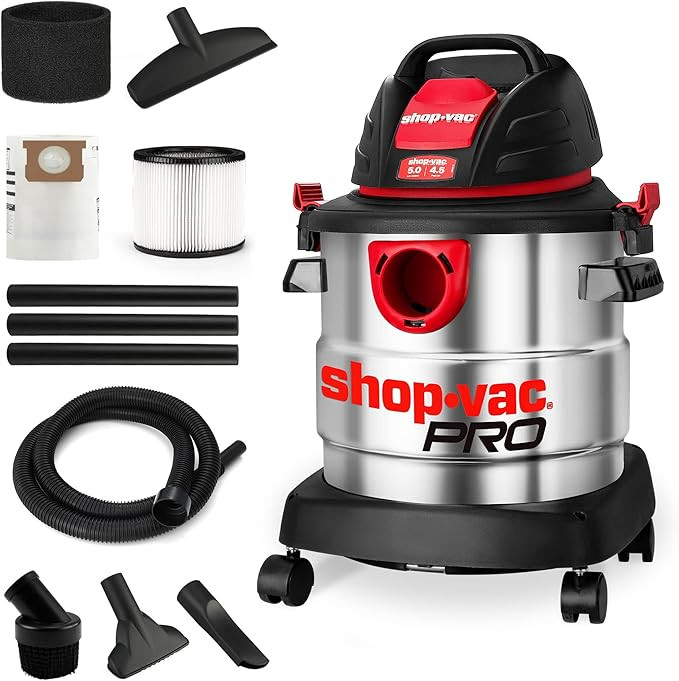 Shop-Vac 5 Gallon 4.5 Peak HP Wet/Dry Vacuum, Stainless Steel Tank, Portable Shop Vacuum with Fil... | Amazon (US)