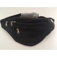 Genuine Leather Black Fanny Pack Waist Bag Hip Belt Pouch Travel Purse Men Women V | Etsy (US)