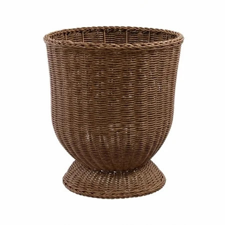 QLUEWX Brown Wicker Woven Pedestal Planter, 12" Handwoven Outdoor Plant Basket with Elevated Base, Fiddle Leaf Fig, Ferns & Houseplants Garden Decor, Home Decor for Garden & Patio | Walmart (US)