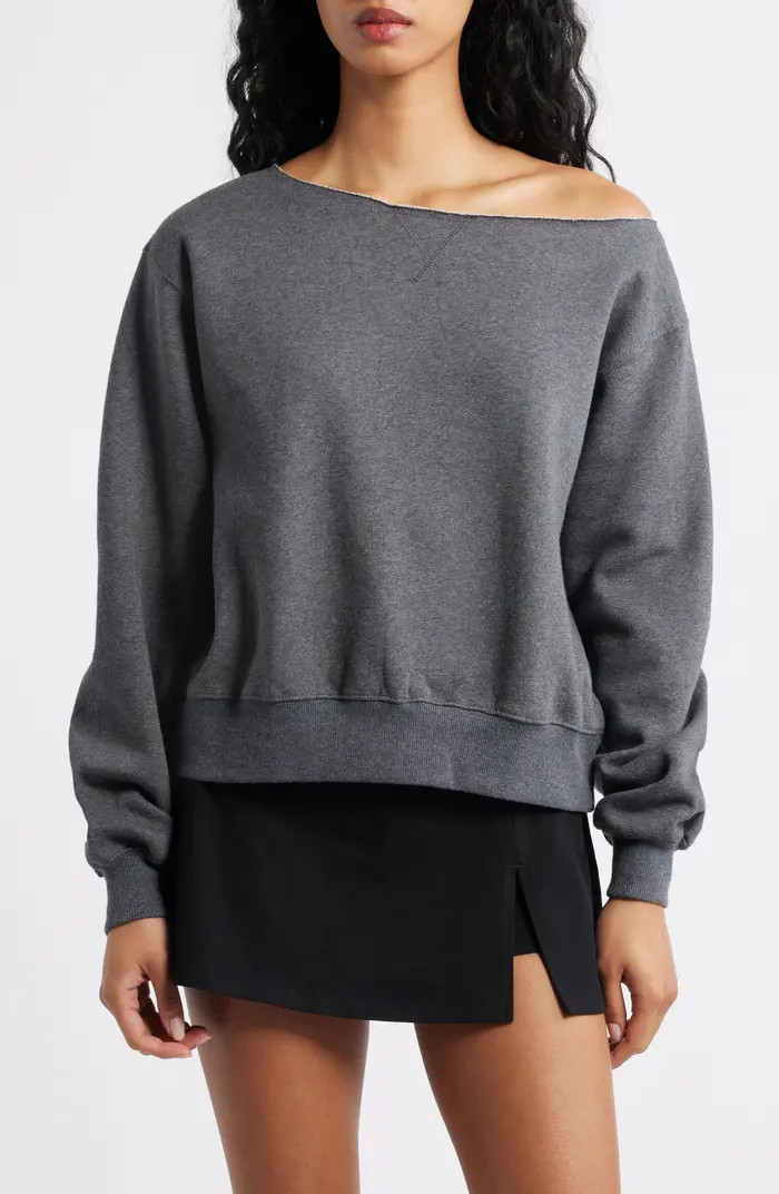 Fleece Detail Off the Shoulder Sweatshirt | Nordstrom