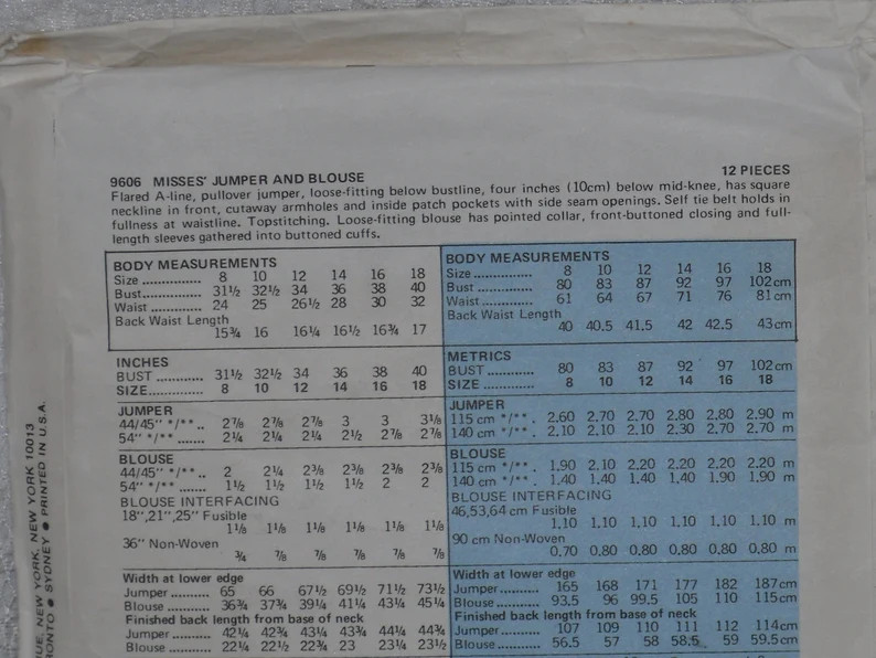 Vogue 9606 Pattern Misses' Jumper & Blouse Size 12 Easy - Etsy | Etsy (US)