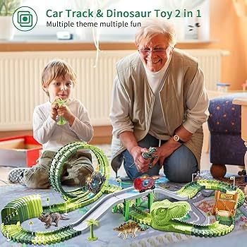 GONGDAO Dinosaur Race Track Toys for Kids Toddlers,206PCS Create A Dinosaur World Road Race, Birt... | Amazon (US)