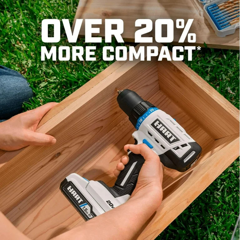 HART 20-Volt 1/2-inch Cordless Drill/Driver Kit, (1) 1.5Ah Lithium-Ion Battery, Gen 2 | Walmart (US)