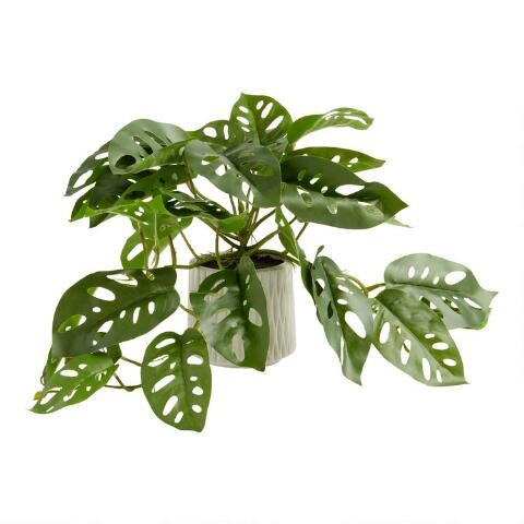 Faux Monstera Plant in Geo Ceramic Pot | World Market