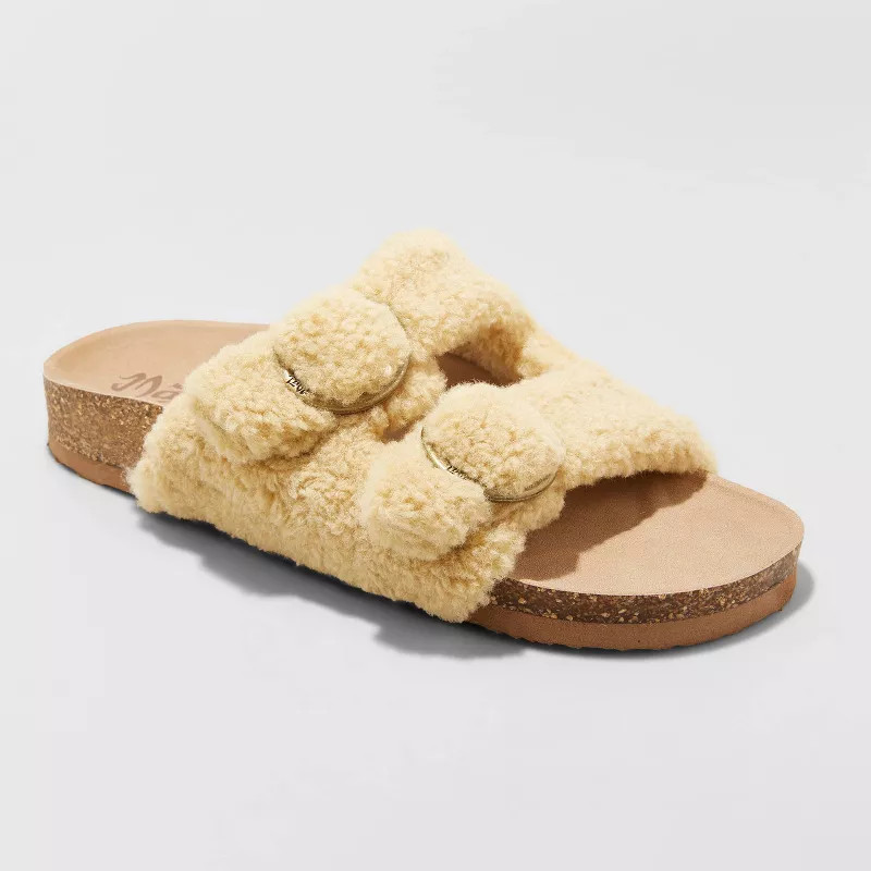 Women's Mad Love Joanna Sherpa Lined Footbed Sandals - Tan 9 | Target