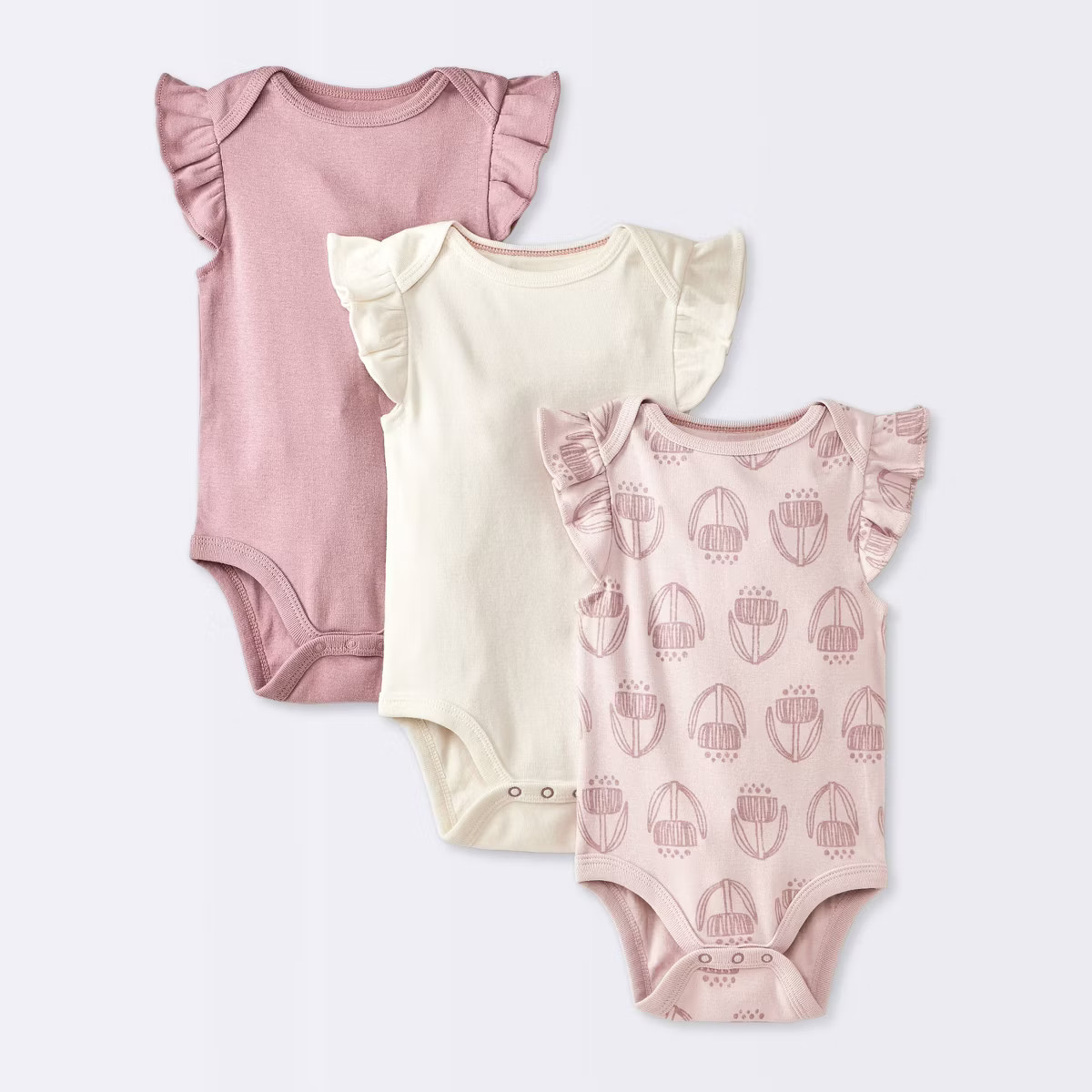Baby Girls' 3pk Sleeveless Ruffle Bodysuit - Cloud Island™ Pink | Target