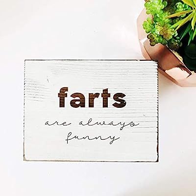 Etch & Ember Funny Bathroom Signs - Farts are Always Funny - Farmhouse Style Decor - Rustic Wood ... | Amazon (US)