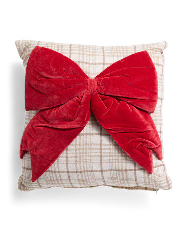 18x18 Velvet Bow Pillow | TJ Maxx
