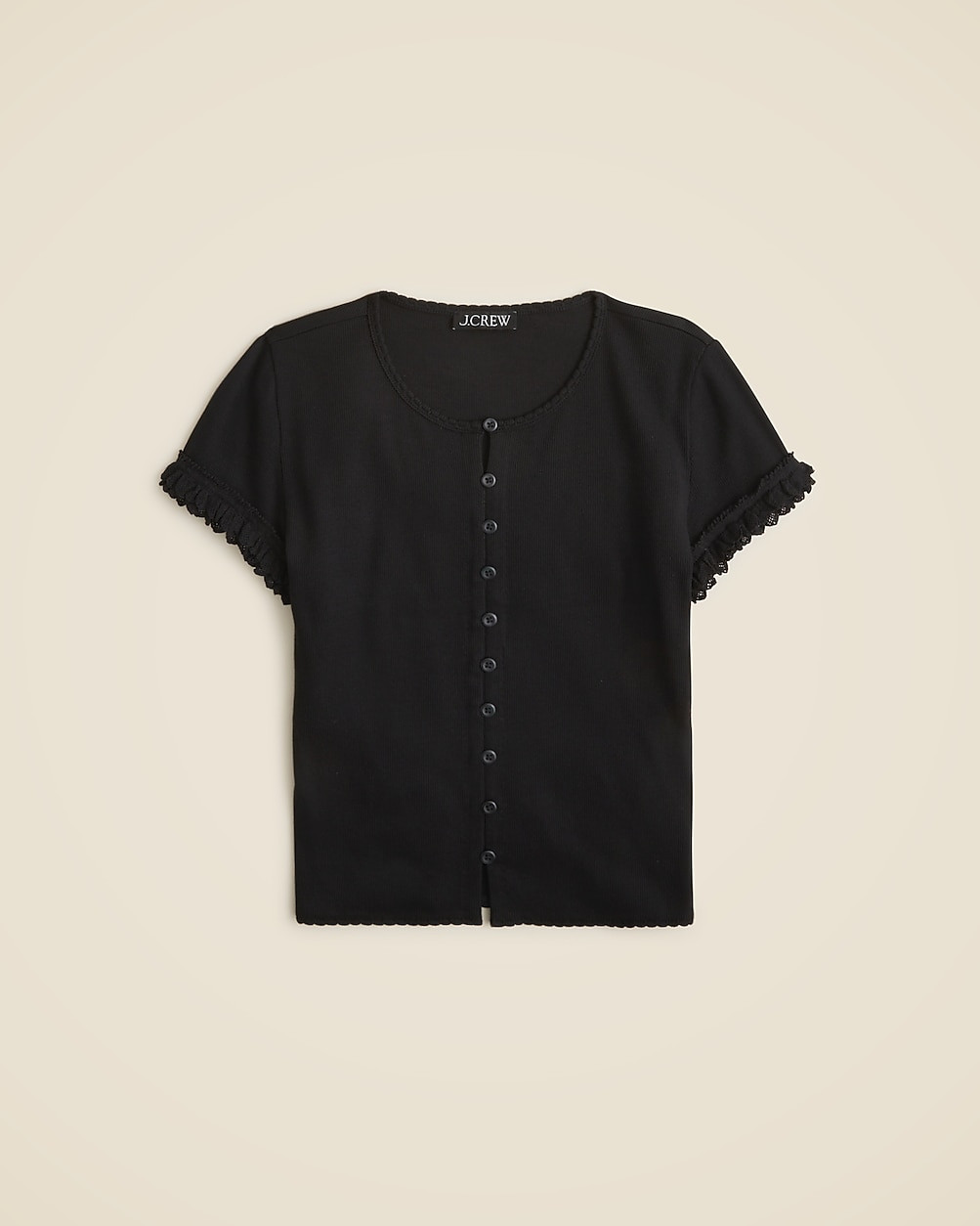 Fine rib crochet-trim cardigan | J. Crew US