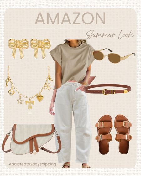 AMAZON- outfit idea

I am obsessed with this neutral casual, yet chic summer outfit! I paired some white barrel jeans with a basic tan cap sleeve tshirt! I accessorized with a skinny brown and gold belt, brown and d gold buckle slide on leather sandals, brown leather and cream saddle bag, gold and brown oval sunglasses, a chunky gold charm necklace and gold bow earrings!



#LTKFindsUnder50 #LTKSeasonal #LTKStyleTip